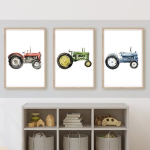 vintage tractor boy room decor, wall art, farm and country room, rustic, 11x14, set of 3 digital downloads, printable, frame not included image 1