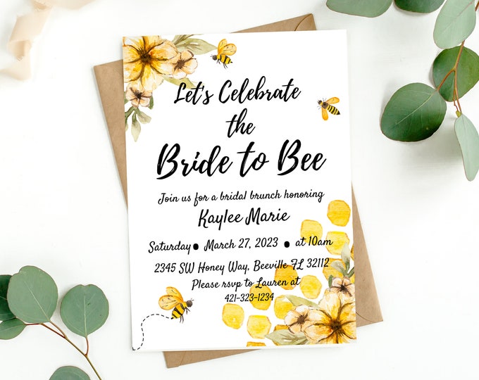 Bride to bee, sweet honey bee theme Bridal Shower Invitation, Bride to Be, Sweet as honey, Bees, gold, Honey, Bridal, Bridal Brunch