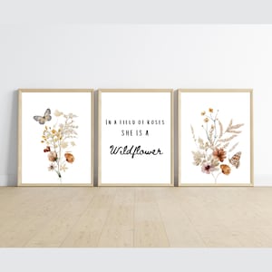 In a field of roses, she is a wildflower sign, boho wildflower, nursery wall art, baby girl room, floral, not included