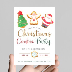 Convite para festa de Natal, festa de decoração de biscoitos, troca de enfeites, festa do elefante branco, editável, festa do suéter feio, para impressão, digital