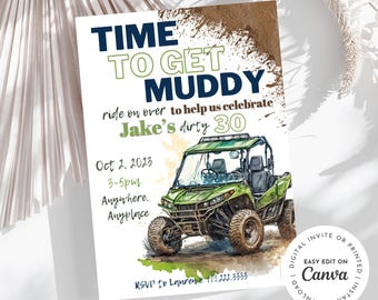 ATV Mudding 30th Birthday Invitation, Printable Digital Download
