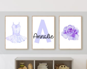 Ballet Nursery Wall Art Set, Light Purple Tutu, 11x14 (Digital Download)