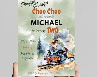 Train Birthday Invitation, Railroad Party (Instant Download)