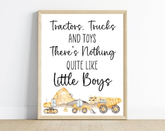 Construction Truck Nursery Print, Boys Room Decor (Digital Download)