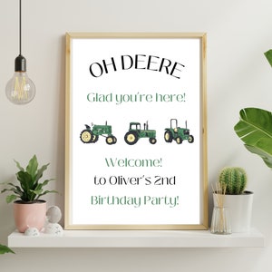 Oh DEERE. Glad You're here! Party welcome sign! Green Tractor themed birthday ,john deere tractors, green tractors, birthday boy invitation.