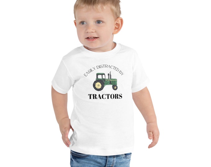 Easily Distracted by Tractors Toddler Short Sleeve Tee