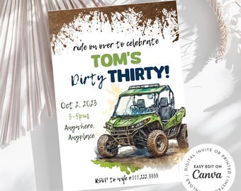 ATV 30th Birthday Invitation, Mud Theme, Printable (Digital)