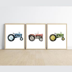 arredamento vintage per la cameretta dei ragazzi trattore, arte murale, stanza fattoria e campagna, rustico, 16x24, set di 3 stampe incluse, cornice non inclusa