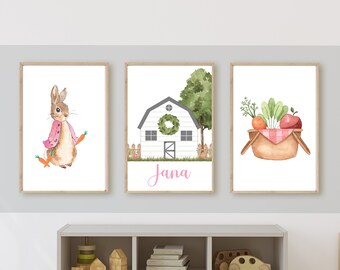 Peter Rabbit Nursery Print Set, Barn, Garden Decor (Digital Download)