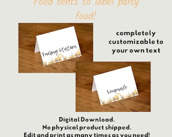 Construction Truck Birthday Party Food Tents, Printable Decor (Digital Download)