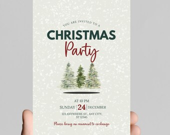 Christmas party invitation, cookie decorating party, ornament exchange, white elephant party,editable, ugly sweater party, printable,digital