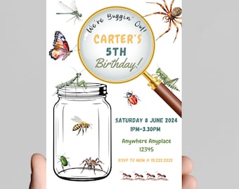 Bug Birthday Invitation, Editable Insect Party Theme (Digital Download)