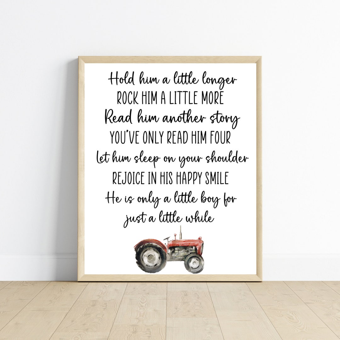 Hold Him a Little Longer Nursery Sign, Tractor Boy Bedroom Decor ...