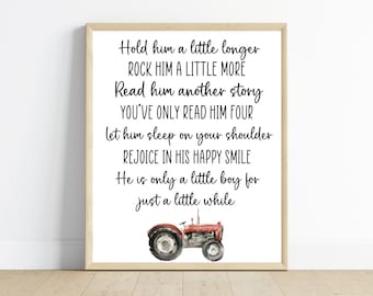 Tractor Nursery Print, Hold Him Longer Quote (Digital Download)