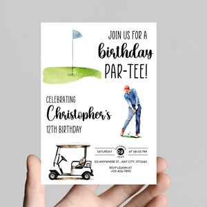 Let&#39;s PAR-TEE birthday invitation, first birthday party, golf theme, perfect for a little boy&#39;s birthday, customizable