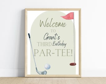 Golf Birthday Welcome Sign, Par-Tee Party Decor (Instant Download)