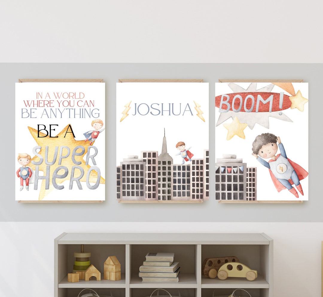Watercolor Superhero Nursery Art Prints, Adventure Awaits (digital ...