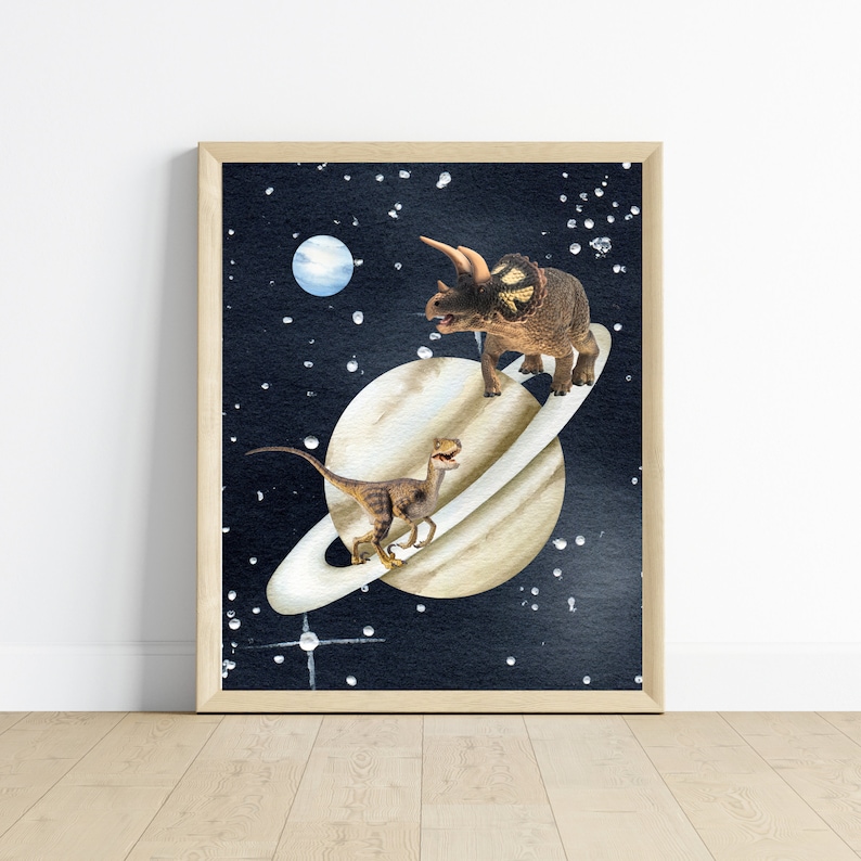 Dinosaur Space Prints, Nursery Wall Art (set of 3) (digital Download ...