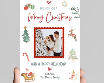 Christmas card, family Christmas card, Christmas family photo, family portrait, easily edit to your family photo, printable,digital