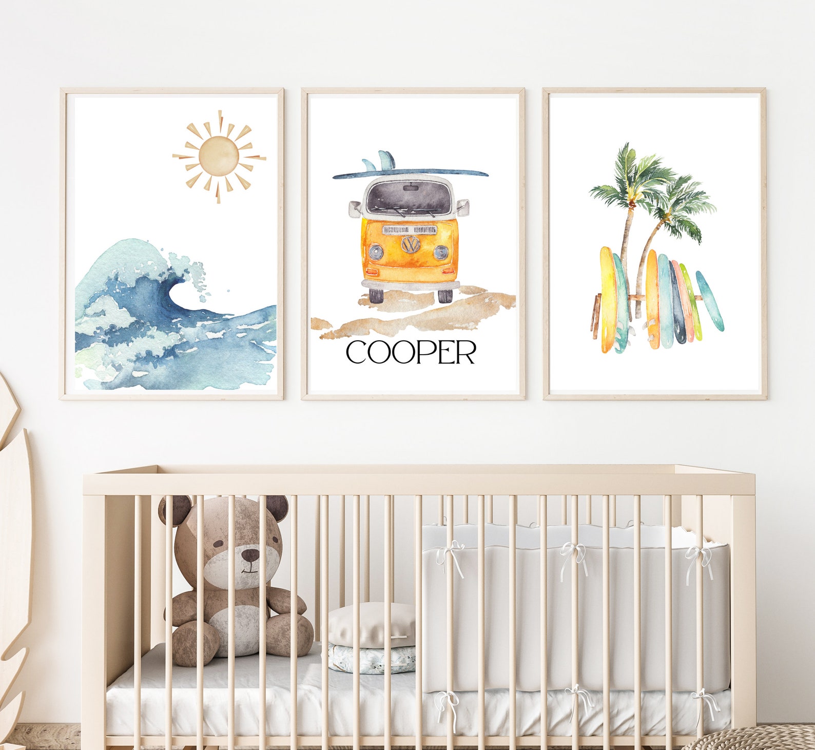 Surf Beach Coastal Nursery Decor Surfboards Ocean Waves Etsy