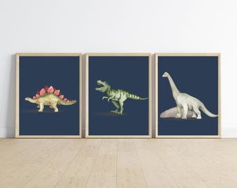 Dinosaur Nursery Prints, T-Rex, Stegosaurus, Brachiosaurus (Digital Download)