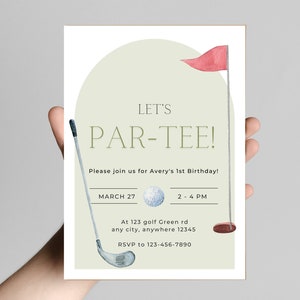 Let's PAR-TEE birthday invitation, first birthday party, golf theme, perfect for a little boy's birthday, customizable