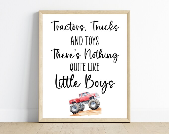 Monster truck wall art, tractors, trucks, and toys, there’s nothing quite like boys, boy bedroom or nursery decor,digital download,printable