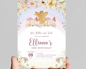 Watercolor Fairies Birthday Invitation, Editable Fairy Theme (Digital)