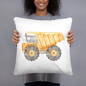 Dump truck decorative pillow for construction theme boy bedroom
