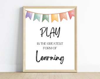 Playroom Wall Art, Play is Learning Quote, 11x14 Print (Digital Download)
