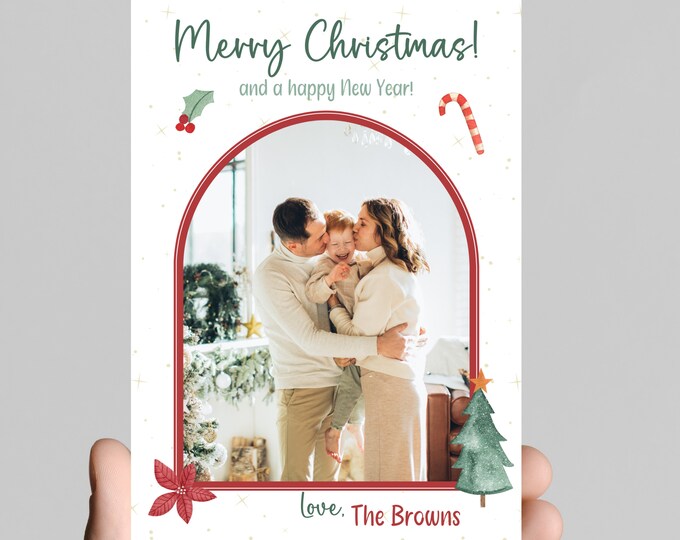Christmas card, family Christmas card, Christmas family photo, family portrait, easily edit to your family photo, printable,digital