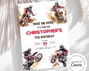 Motorrad-Geburtstags-Einladung, Racing, Dirt Bike (Digitaler Download)