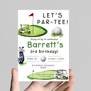 Let&#39;s PAR-TEE birthday invitation, first birthday party, golf theme, perfect for a little boy&#39;s birthday, customizable