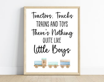 Tractors, Trucks, Trains, Toys, Little Boys Nursery Art Print (Digital Download)