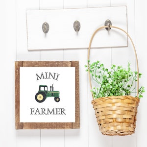 Mini farmer, tractor sign! Baby boy Nursery or room wall art, john deere tractors, green, little farmer, baby farmer, homestead,country life
