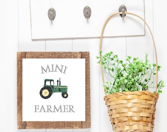 Mini farmer, tractor sign! Baby boy Nursery or room wall art, john deere tractors, green, little farmer, baby farmer, homestead,country life