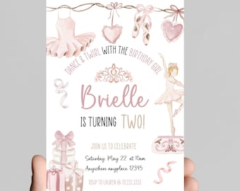 Ballet Birthday Invitation, Pink Tutu, Dance Party (Digital Download)