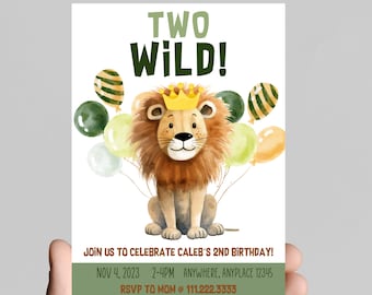 Safari Animals 2nd Birthday Invitation, Zoo Animals (Digital, Printable)