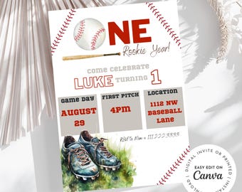 Rookie of the Year Baseball Birthday Invitation (Digital Download)