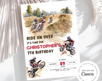 Dirt Bike Geburtstagseinladung, Motorrad-Rennen, Printable (Instant Download)