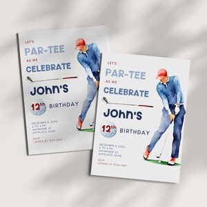 Golf Let&#39;s PAR-TEE birthday invitation, first birthday party, golf invitation, golf theme, perfect for a little boy&#39;s birthday, customizable