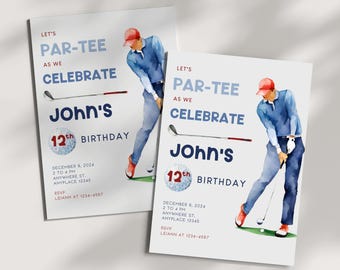 Golf Let's PAR-TEE birthday invitation, first birthday party, golf invitation, golf theme, perfect for a little boy's birthday, customizable