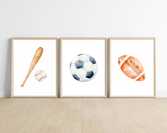 Sports Ball Prints, Set of 3, Nursery Wall Art (Digital Download)