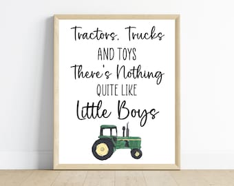 Green tractor boy bedroom wall art, there’s nothing quite like boys, John Deere tractor, nursery art, digital download, printable