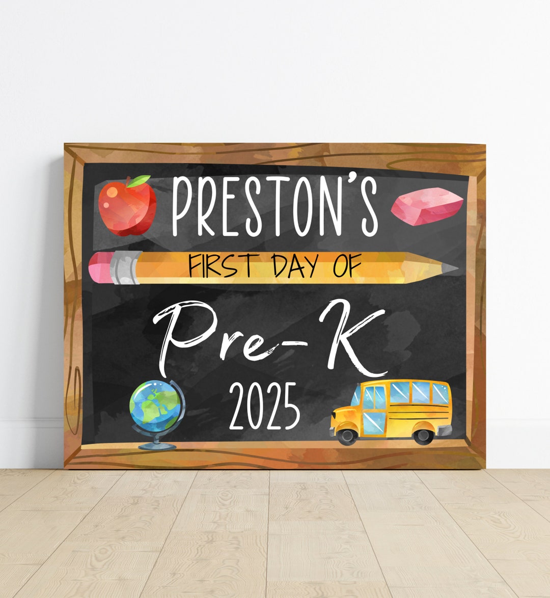 First Day of Pre-k Sign, Photo Prop (digital Download) - Etsy