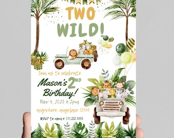Two wild, 2nd birthday invitation, safari animals, zoo animals, party animals, calling all party animals, customize, digital, printable