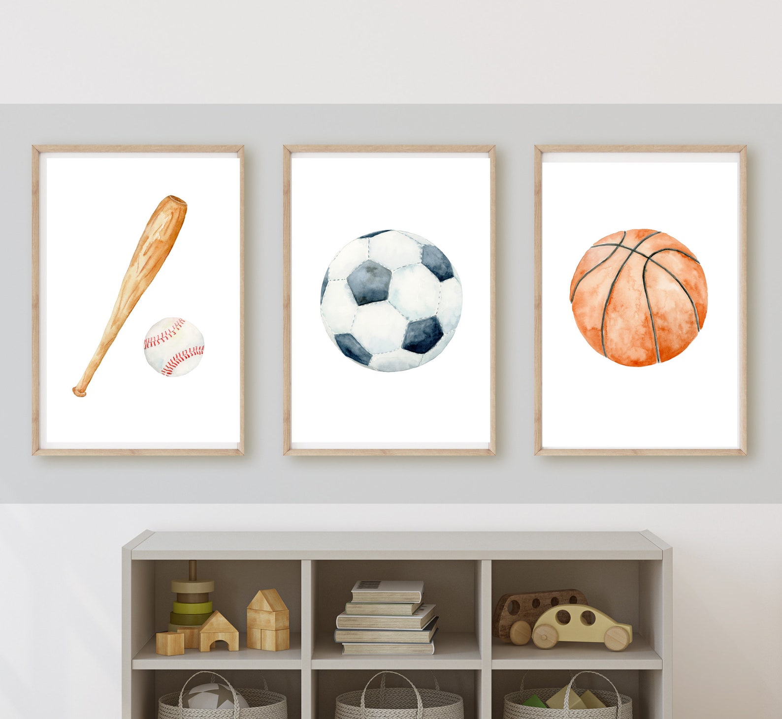 Sports Room Decor Wall Art Baseball Basketball Soccer Ball - Etsy