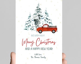 Merry christmas and happy new year Christmas card, family Christmas card, easily edit to your family info, printable,digital