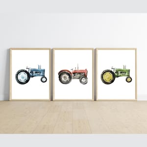 vintage tractor boy room decor, wall art, farm and country room, rustic, 12x16, set of 3 prints included, frame not included