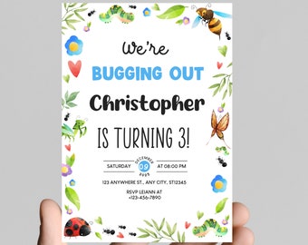 Bug Insect Birthday Invitation, Editable Template (Digital Download)